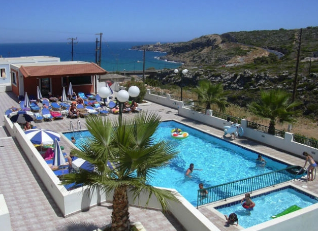 Panoramic pool view of Camari Garden Hotel Apartments