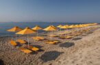 beach with sunbeds and umbrellas