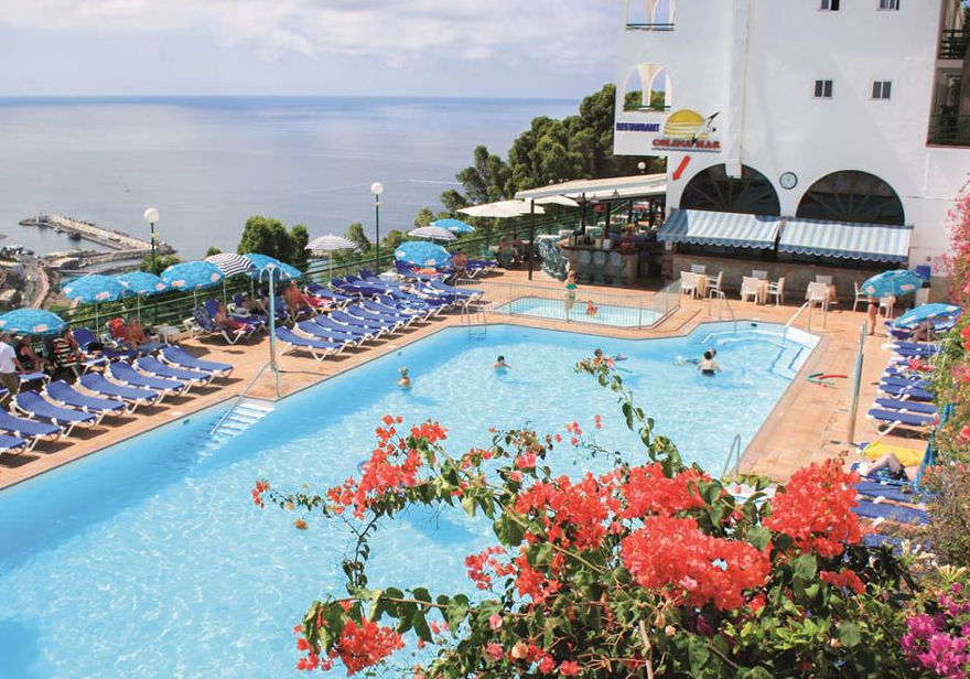 Pool area overlooking the city