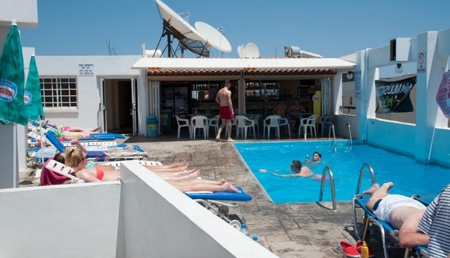 Pool view with snack bar