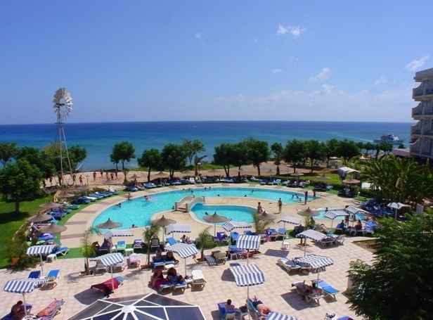 Panoramic pool view of Pernera Beach Hotel